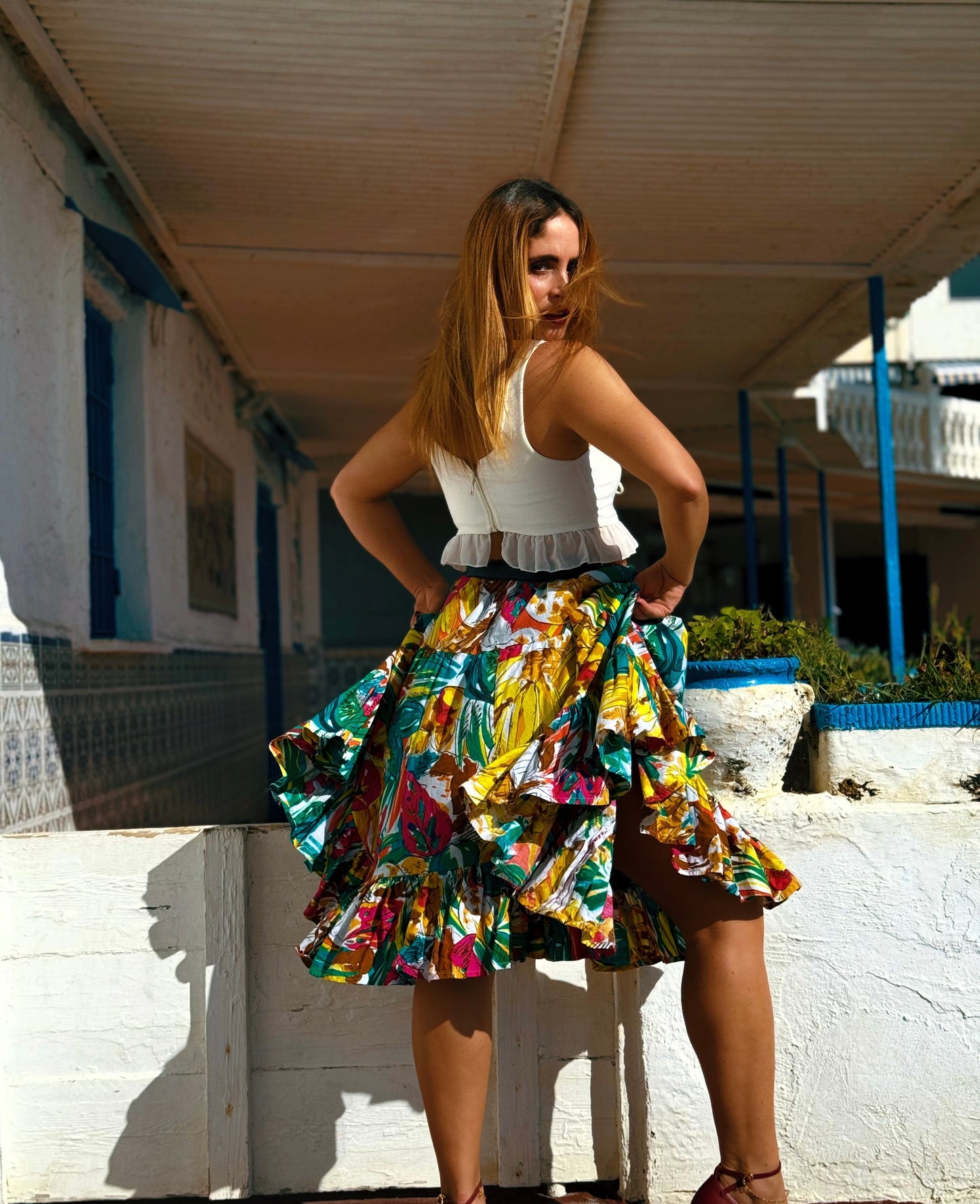 Falda vintage tropical