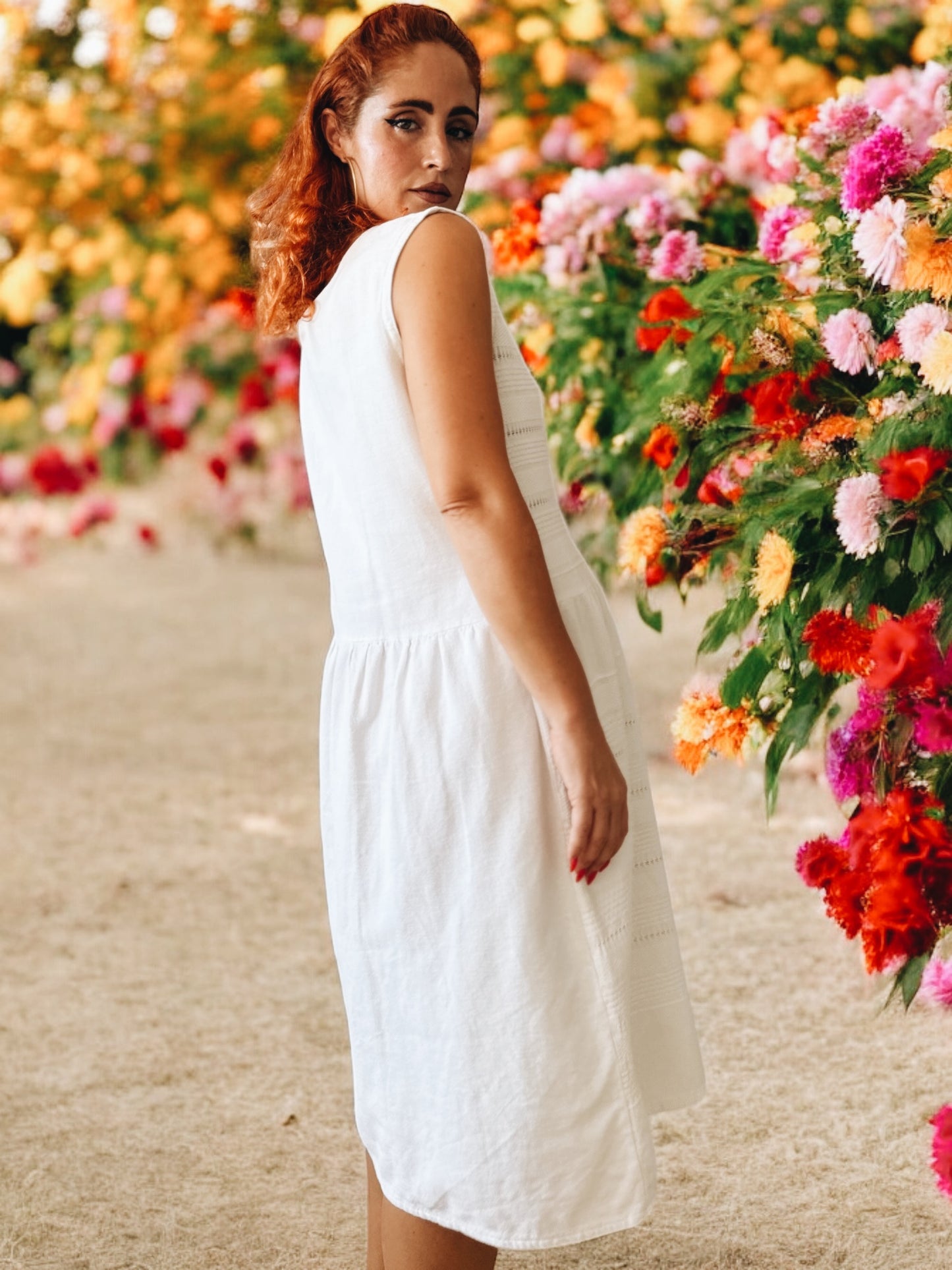 Vestido vintage midi blanco