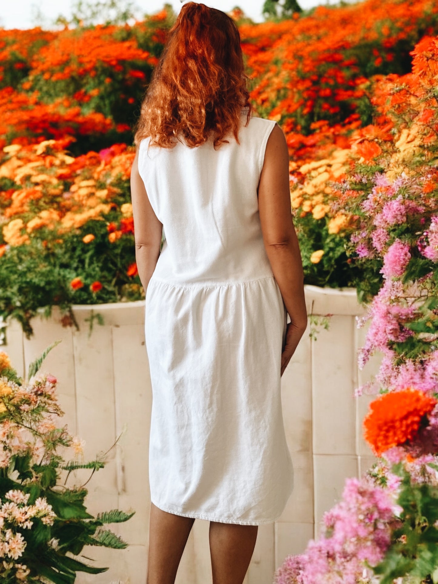 Vestido vintage midi blanco