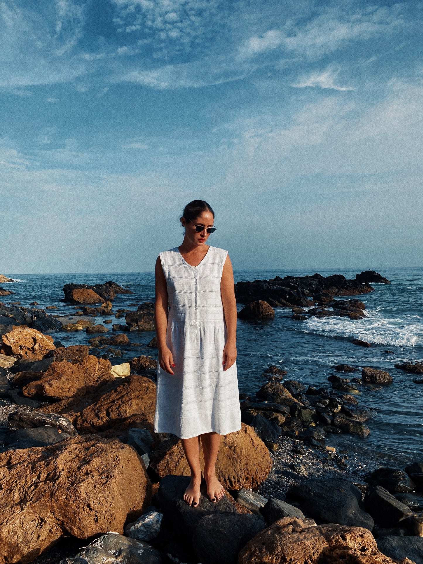 Vestido vintage midi blanco