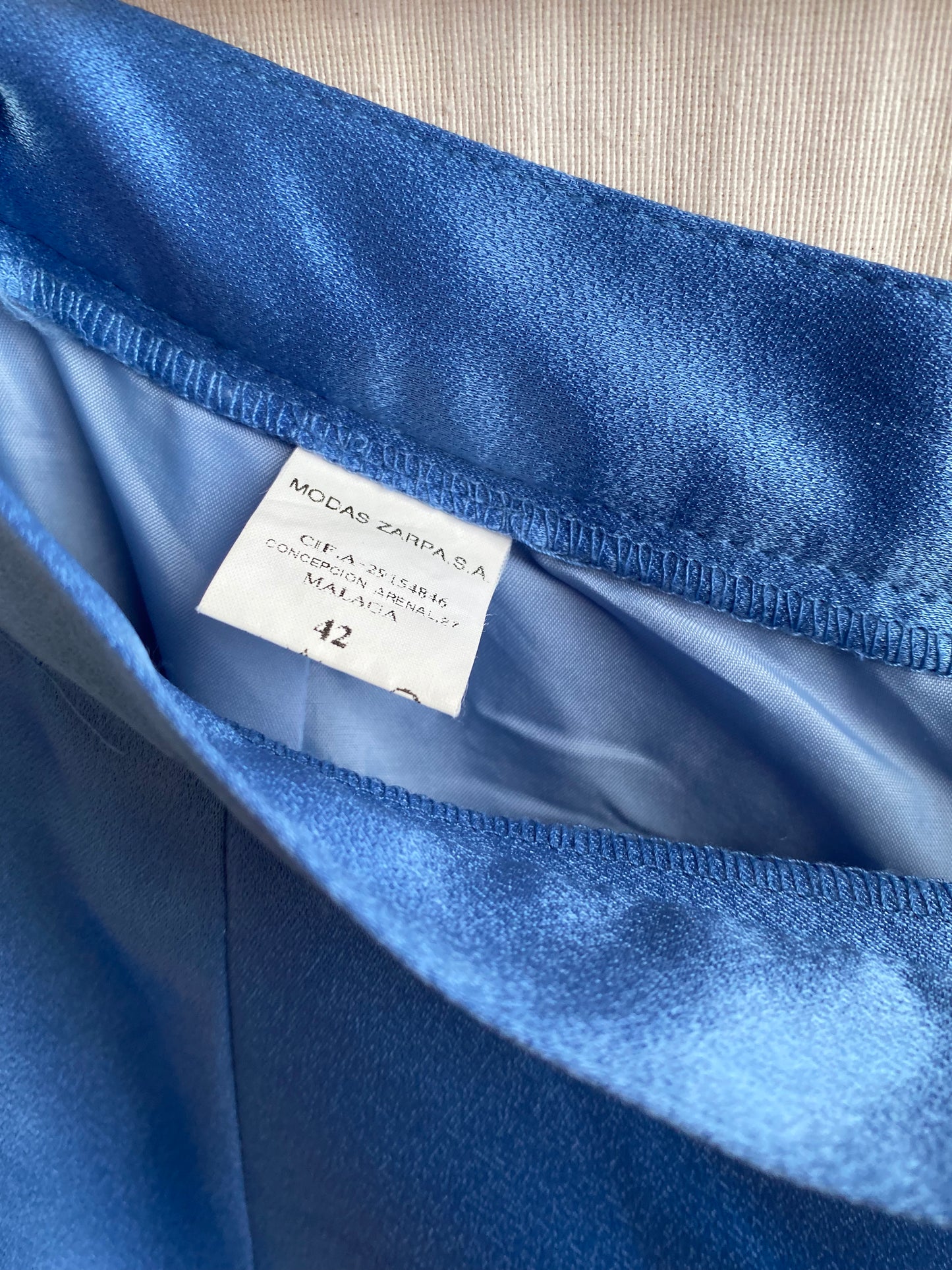 Falda azul vintage satén